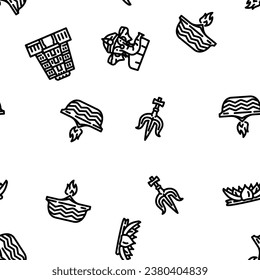 hinduism hindu god om vector seamless pattern thin line illustration