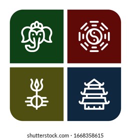 hinduism icon set. Collection of Ganesha, Taoism, Shiva, Temple icons