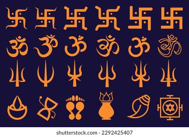 Hinduism logo and symbols vector illustrations