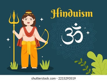 Hinduism of Various Indian God Flat background Cartoon Hand Drawn Templates Illustration