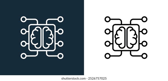 hine learning icon isolated on white and black colors. hine learning outline linear vector icon from artificial intelligence collection for mobile apps, web and ui.