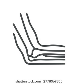 Hinge Joint Icon. Simple Isolated Line Illustration of Elbow Joint Movement, Representing Anatomy, Orthopedics, Flexion, Extension, and Medical Education.