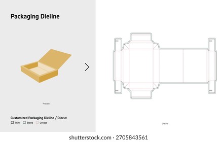 Caixa de empacotamento de tampa articulada Dieline Locking Flap Direct Template