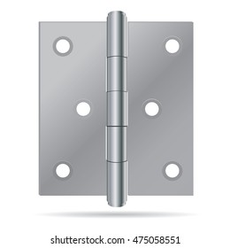 Hinges Design. Stainless steel hinges on white background.