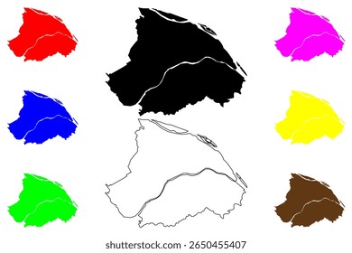 Cidade de Hino (Japão, Nihon-koku ou Nippon-koku, região de Kanto) mapa ilustração vetorial, esboço de rabisco Mapa de Hino-shi