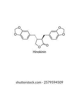 Hinokinin skeletal structure.Lignan compound schematic illustration. Simple diagram, chemical structure.