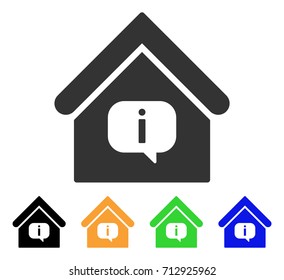 Hint Building icon. Vector illustration style is a flat iconic hint building symbol with black, grey, green, blue, yellow color versions. Designed for web and software interfaces.