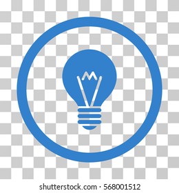 Hint Bulb rounded icon. Vector illustration style is flat iconic symbol inside a circle, cobalt color, transparent background. Designed for web and software interfaces.