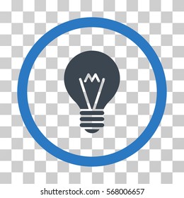 Hint Bulb rounded icon. Vector illustration style is flat iconic bicolor symbol inside a circle, smooth blue colors, transparent background. Designed for web and software interfaces.