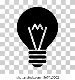Hint Bulb vector pictogram. Illustration style is flat iconic black symbol on a transparent background.