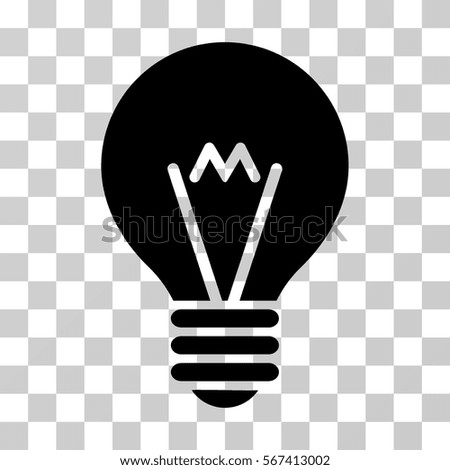 Hint Bulb vector pictogram. Illustration style is flat iconic black symbol on a transparent background.