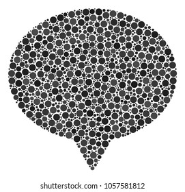 Hint collage of filled circles in variable sizes and color shades. Round dots are united into hint vector mosaic. Vector design concept.