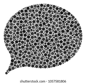 Hint collage of round dots in different sizes and color tinges. Dots are united into hint vector collage. Vector illustration.