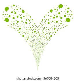 Hint fireworks stream. Vector illustration style is flat eco green iconic symbols on a white background. Object double fountain done from random symbols.
