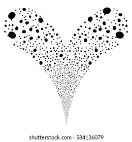 Hint fireworks stream. Vector illustration style is flat black iconic symbols on a white background. Object double fountain done from random icons.