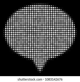 Hint halftone vector icon. Illustration style is dot iconic hint symbol on a black background. Halftone structure is created of round elements.