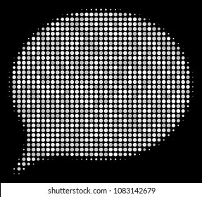 Hint halftone vector icon. Illustration style is dot iconic hint symbol on a black background. Halftone structure is created with circle blots.
