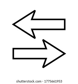 icono de pista izquierda y derecha, flechas izquierda y derecha en un estilo plano.