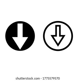 hint line icon down, flat down arrow. icon web. vector icon