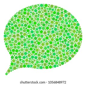 Hint mosaic of dots in various sizes and eco green color tints. Vector dots are organized into hint composition. Ecology design concept.