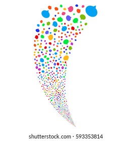 Hint random fireworks stream. Vector illustration style is flat bright multicolored iconic symbols on a white background. Object fountain organized from scattered pictographs.