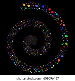 Hint salute whirlpool spiral. Vector bright multicolored random pictographs.