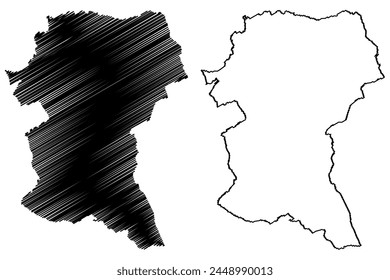 Hinterland District (Switzerland, Swiss Confederation, Canton of Appenzell Ausserrhoden or Appenzell Outer Rhodes) map vector illustration, scribble sketch Bezirk Hinterland map