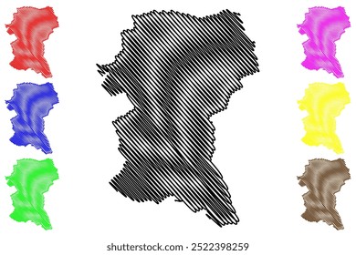 Hinterland District (Switzerland, Swiss Confederation, Canton of Appenzell Ausserrhoden or Appenzell Outer Rhodes) map vector illustration, scribble sketch Bezirk Hinterland map