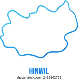 Hinwil, Zürich canton district isolated simplified map