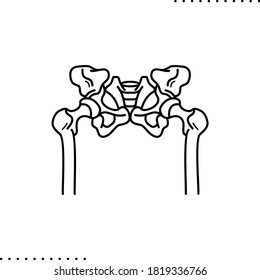 icono del vector de huesos de cadera en el contorno