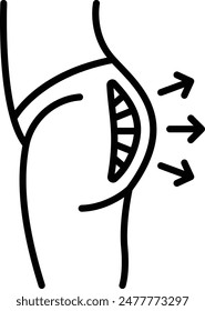 Cirugía de cadera o concepto de lipoescultura, aumento de glúteos, diseño de íconos de Vector, Cosmetología o símbolo cosmetólogo, contorno estético de la belleza Signo, Tratamiento estético ilustración de stock