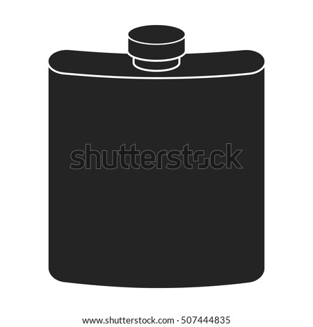 Hip flask icon in black style isolated on white background. Hunting symbol stock vector illustration.