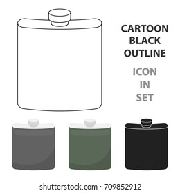 Hip flask icon in cartoon style isolated on white background. Hunting symbol stock vector illustration.