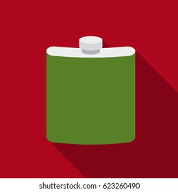 Hip flask icon in flat style isolated on white background. Hunting symbol stock vector illustration.