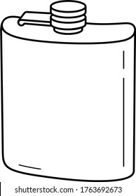 Hip flask. Vector outline icon.