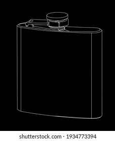 Hip Flask white on black background