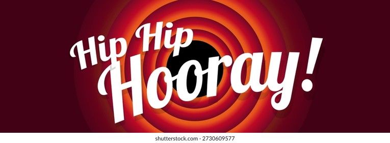 Hip hip hooray em fundo vermelho