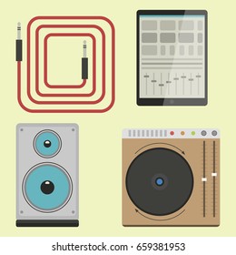Hip hop accessory musician instruments breakdance expressive rap music dj vector illustration.