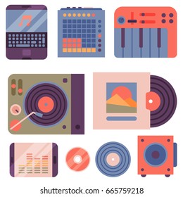 Hip hop accessory musician instruments breakdance expressive rap music dj vector illustration.