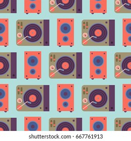 Hip hop accessory musician instruments background expressive seamless pattern rap music dj vector illustration.