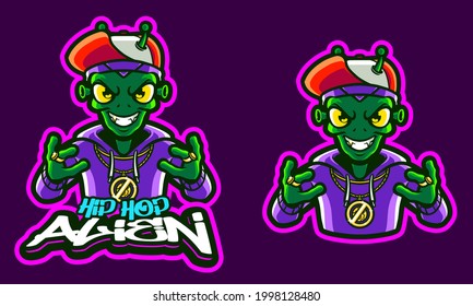 HIP HOP ALIEN ILLUSTRATION LOGO TEMPLATE