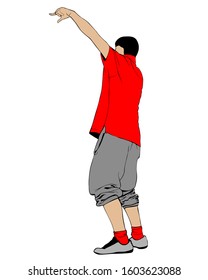 Hip hop artists in trendy colorful clothes. Isolated silhouettes of people on a white background