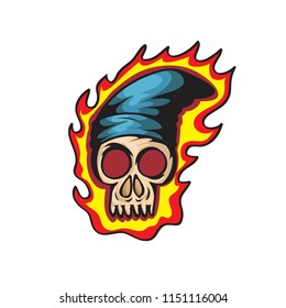 Hip Hop Awesome Skull Drawing For T Shirt, Card, Sticker