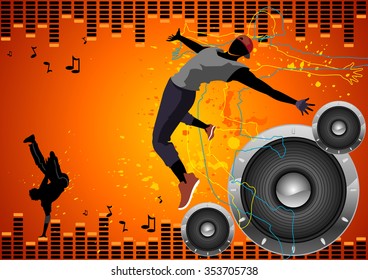 Hip Hop Beat-Stylized horizontal illustration of hip hop exhibitions