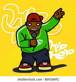 Hip hop black man. Vector illustration.