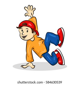 hip hop brake dancer boy in cap and sneakers