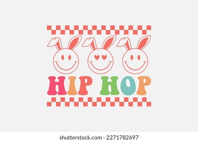 Hip hop con la cara de conejito Retro Easter T shirt diseño