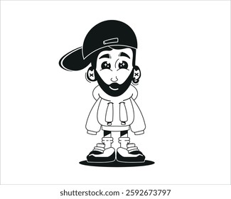 Hip Hop Cartoon Character - Urban Street Style Vector Illustration