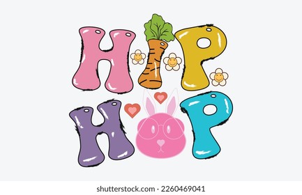 Hip Hop Cute Easter bunny design. Perfect for advertising, poster. Beautiful Letters