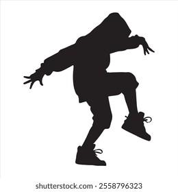 Hip hop dance child silhouette white background
